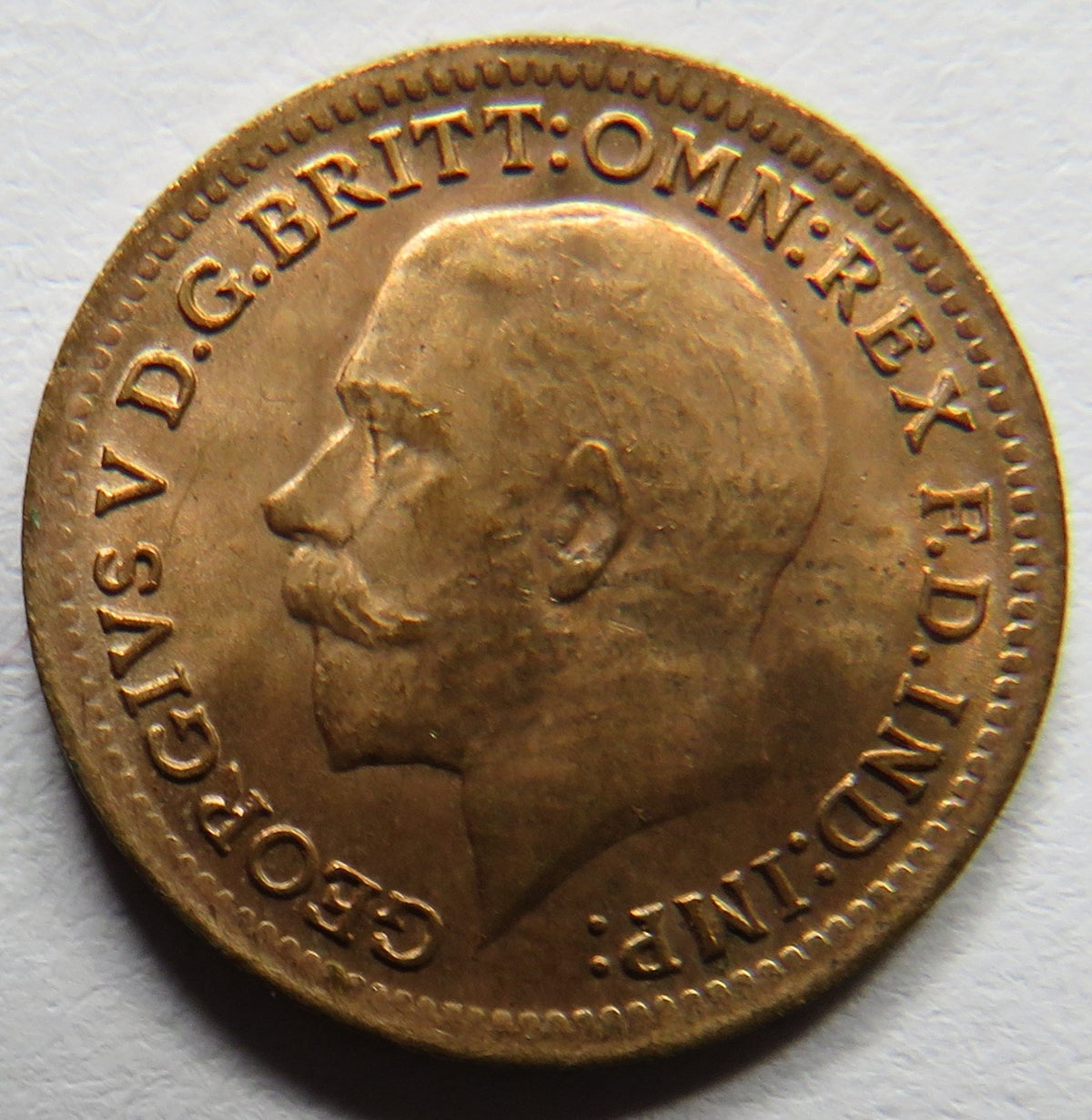 1913 King George V 1/3 One Third Farthing Coin Unc For Use In Malta
