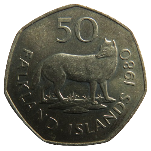 1980 Falkland Islands 50 Pence Coin