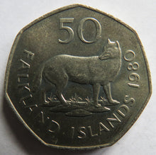 Load image into Gallery viewer, 1980 Falkland Islands 50 Pence Coin
