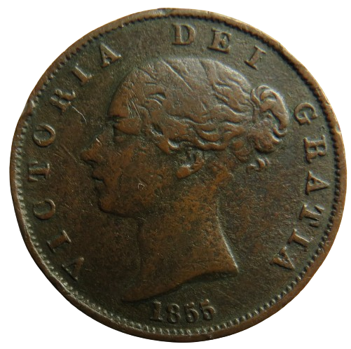 1855 Queen Victoria Young Head Halfpenny Coin - Great Britain
