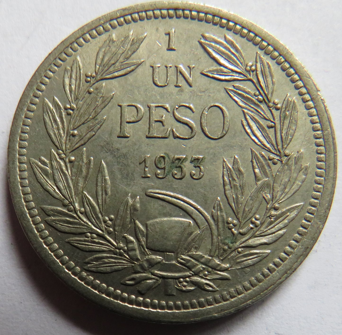 1933 Chile One Peso Coin