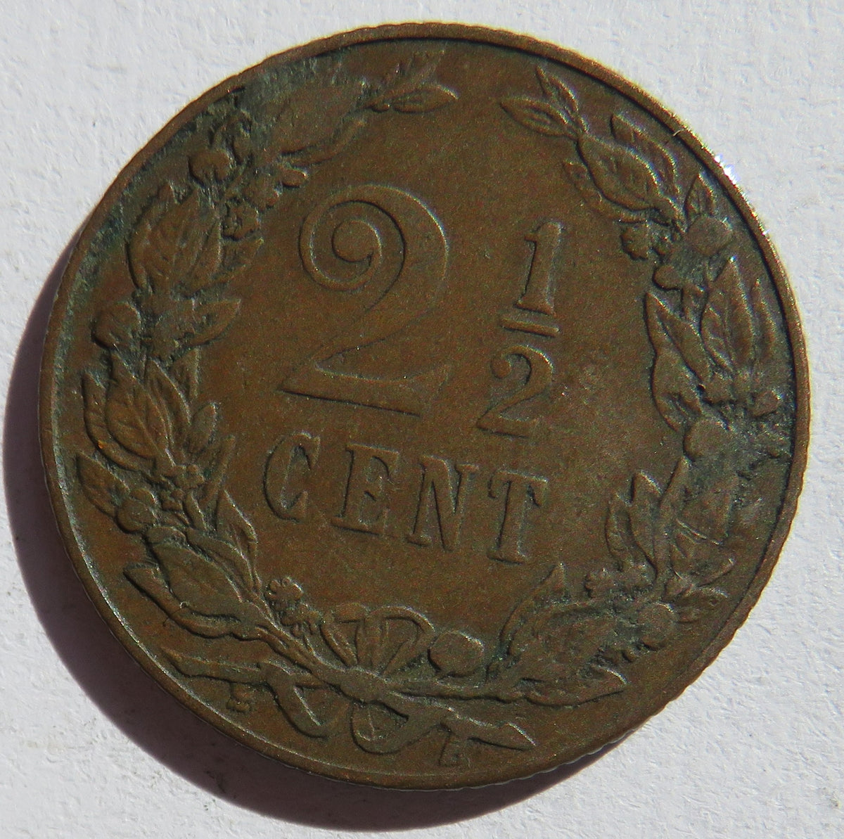 1904 Netherlands 2 & 1/2 Cents Coin