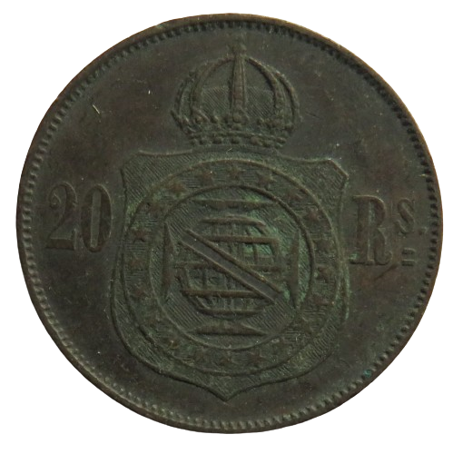 1869 Brazil 20 Reis Coin