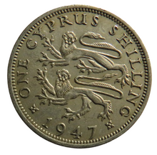 Load image into Gallery viewer, 1947 King George VI Cyprus One Shilling Coin
