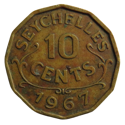 1967 Queen Elizabeth II Seychelles 10 Cents Coin