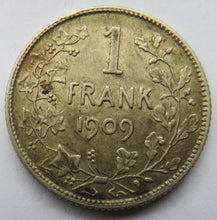 Load image into Gallery viewer, 1909 Belgium Silver One Franc Coin Excellent Condition
