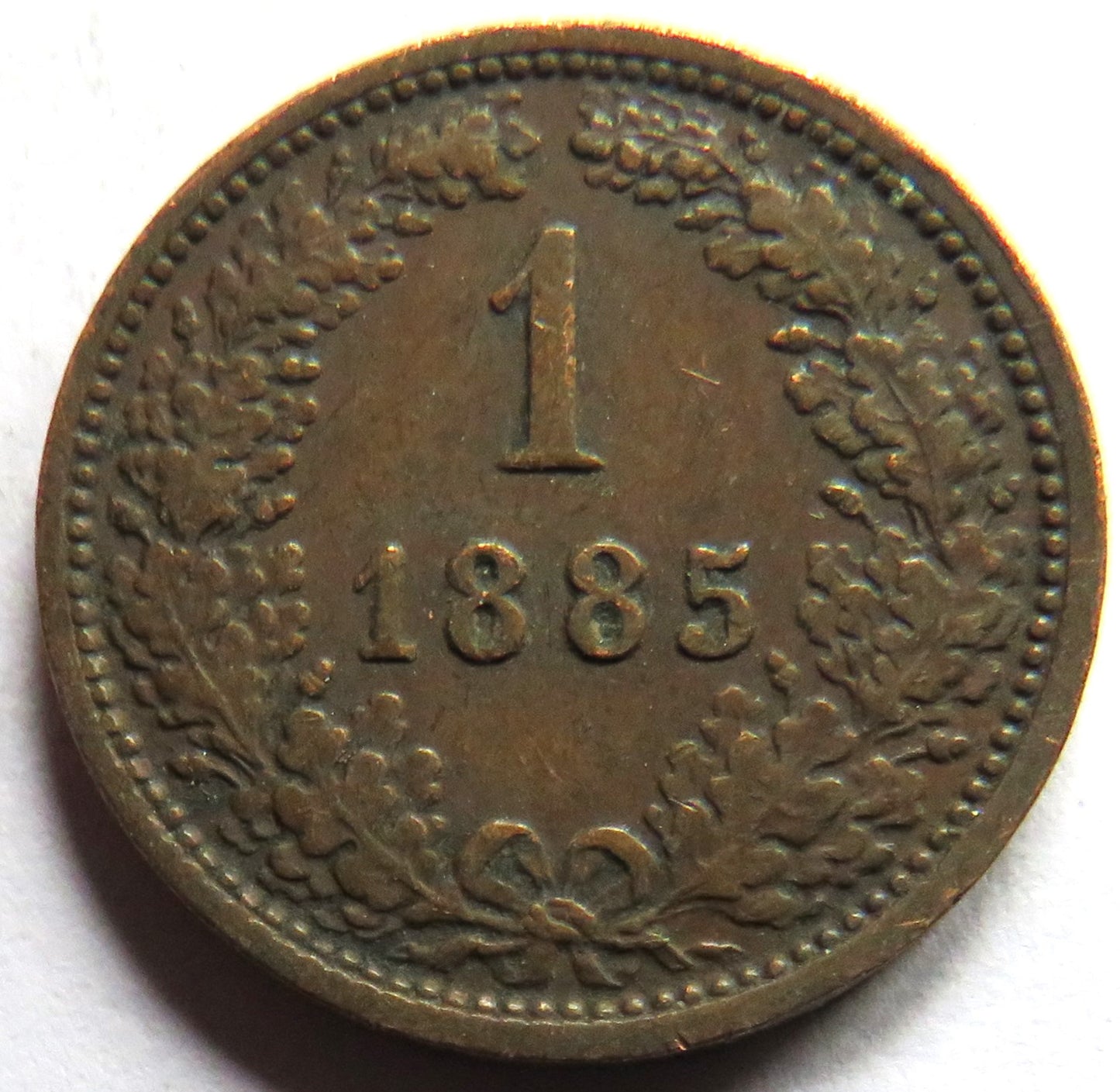 1885 Austria One Kreuzer Coin