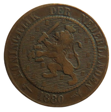 Load image into Gallery viewer, 1880 Netherlands 2 &amp; 1/2 Cents Coin
