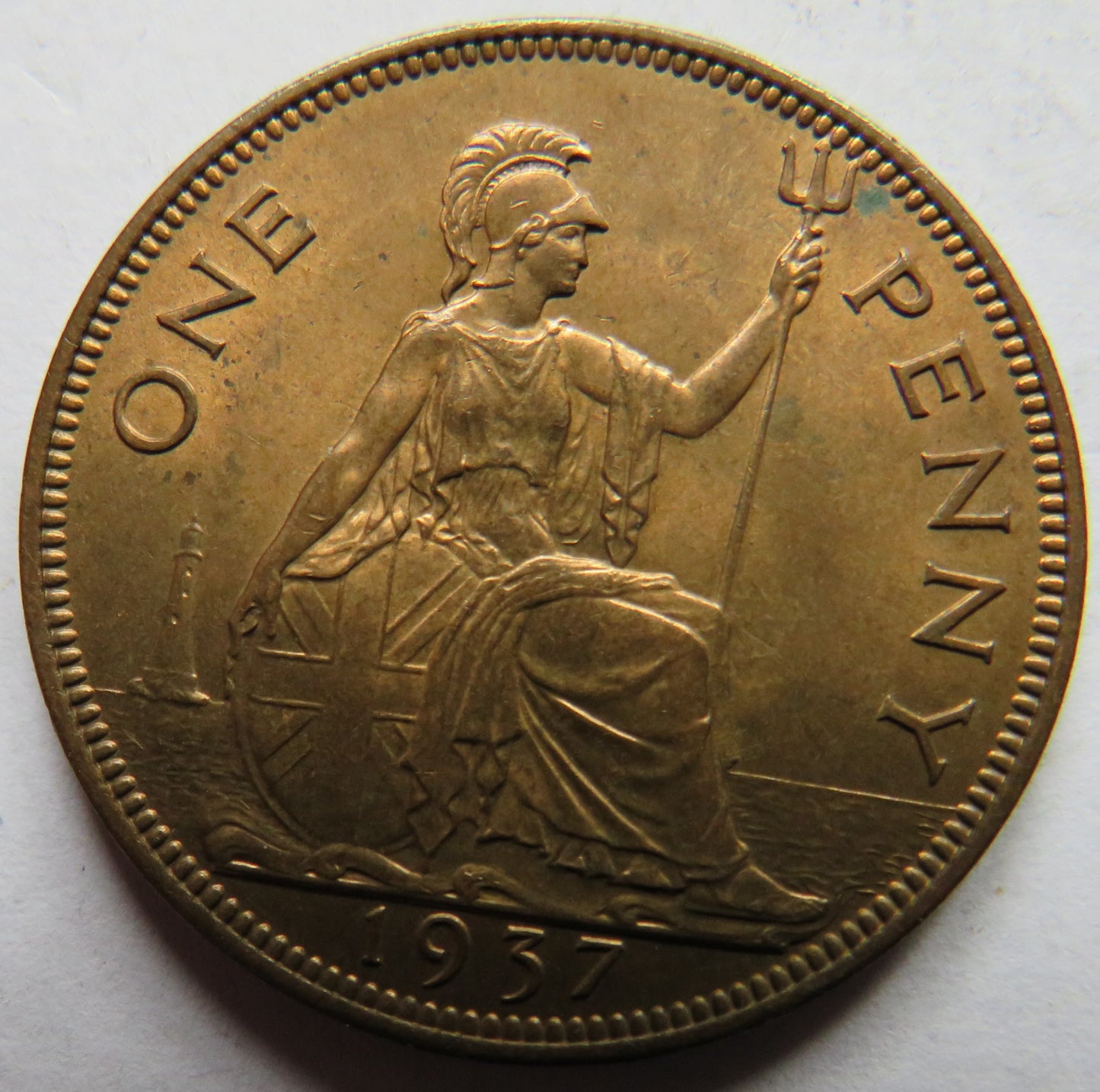 1937 King George VI One Penny Coin In High Grade