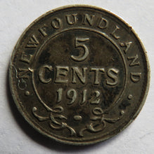 Load image into Gallery viewer, 1912 King George V Newfoundland Silver 5 Cents Coin
