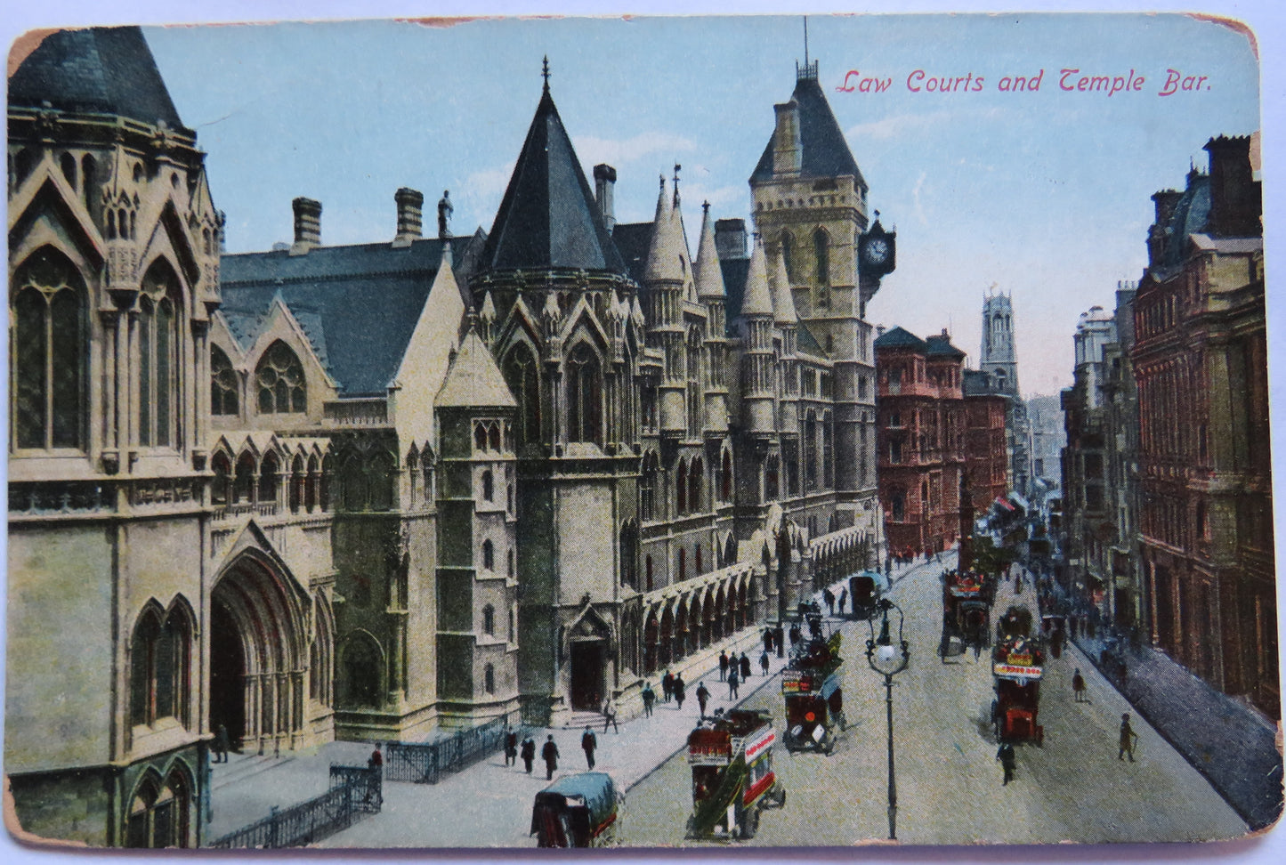 Vintage Postcard of Law Courts and Temple Bar