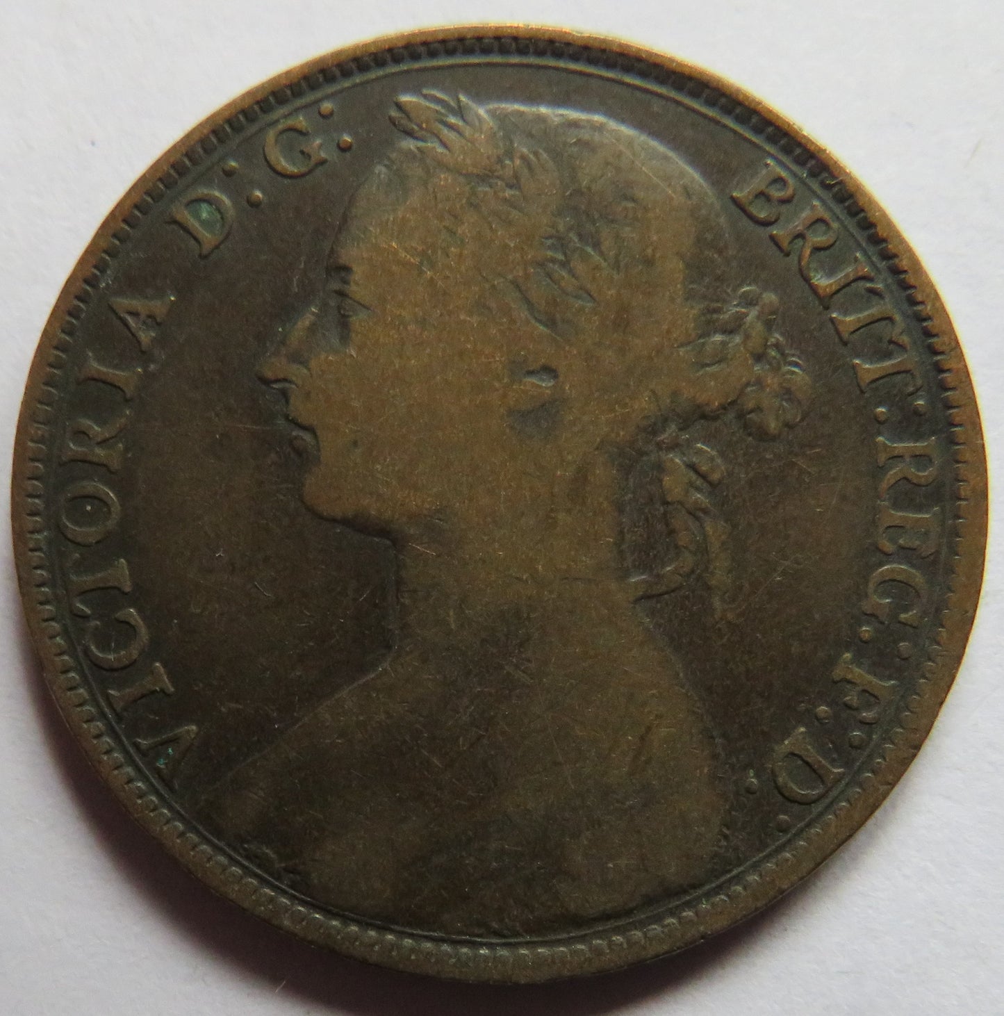 1894 Queen Victoria Bun Head One Penny Coin - Great Britain