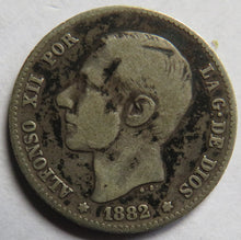Load image into Gallery viewer, 1882 Spain Silver One Peseta Coin
