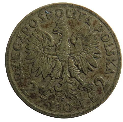 1933 Poland Silver 2 Zlote Coin