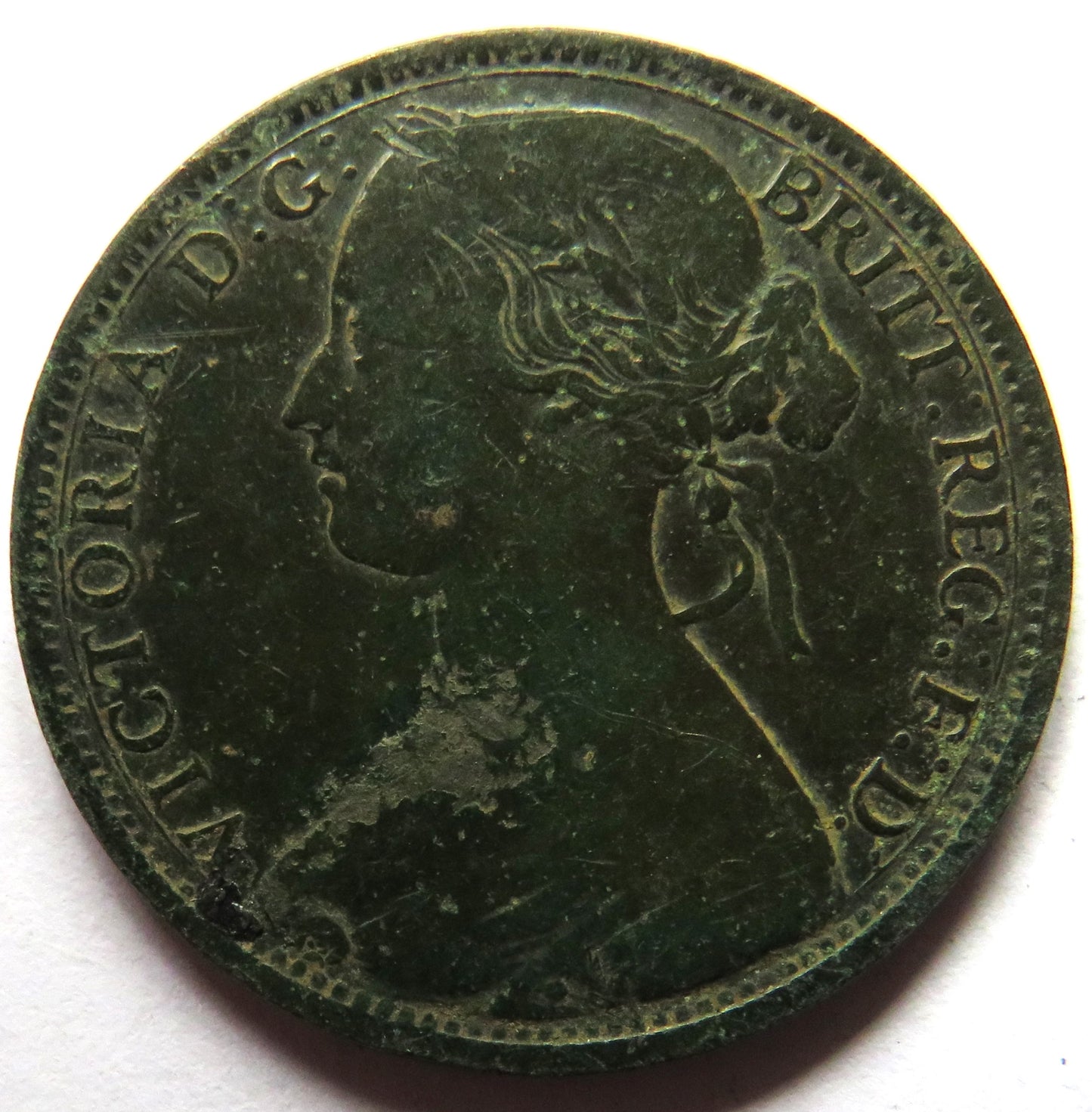 1863 Queen Victoria Bun Head One Penny Coin - Great Britain