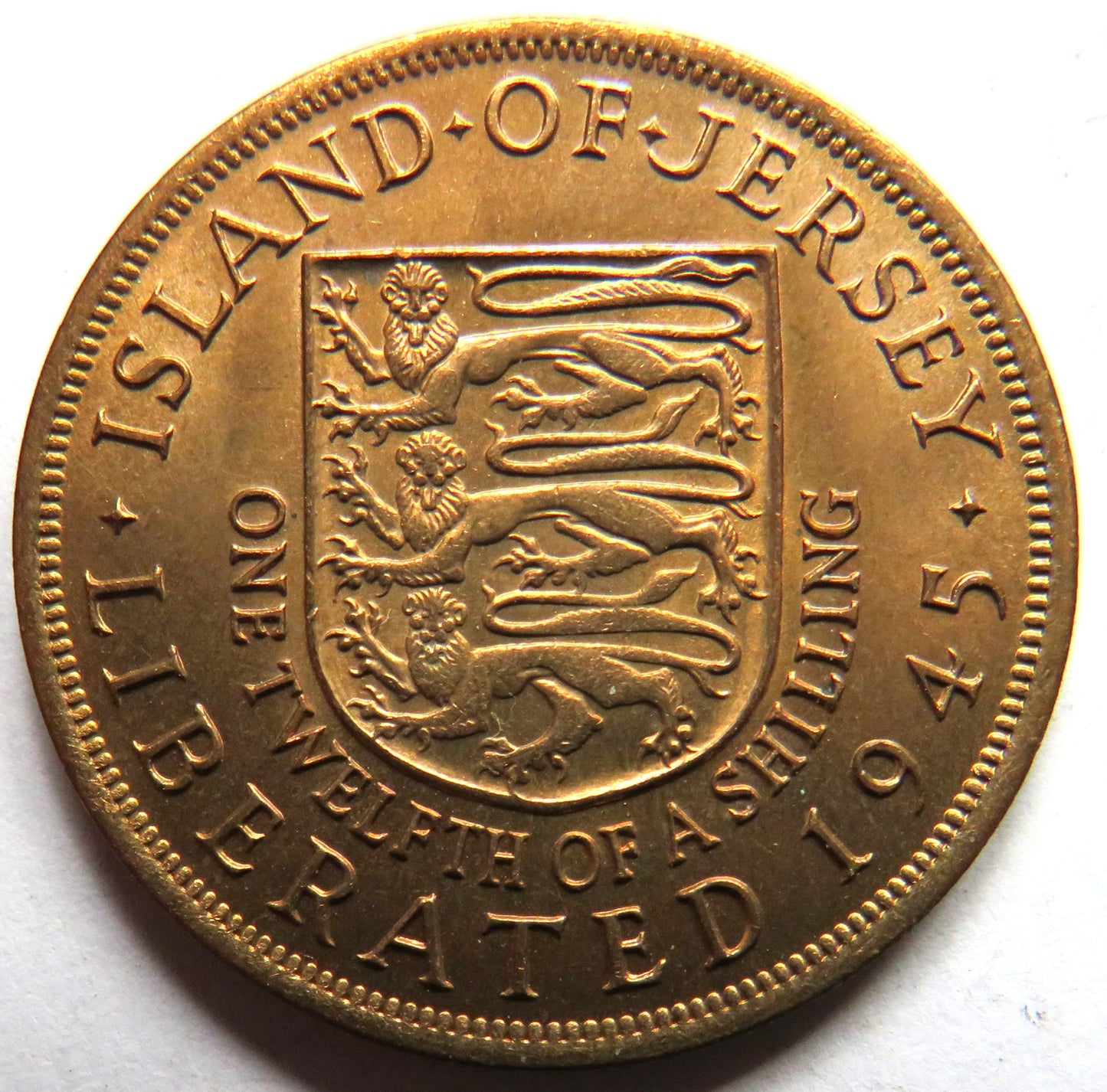 1945 King George VI Island of Jersey Liberated 1945 1/12th Shilling Coin
