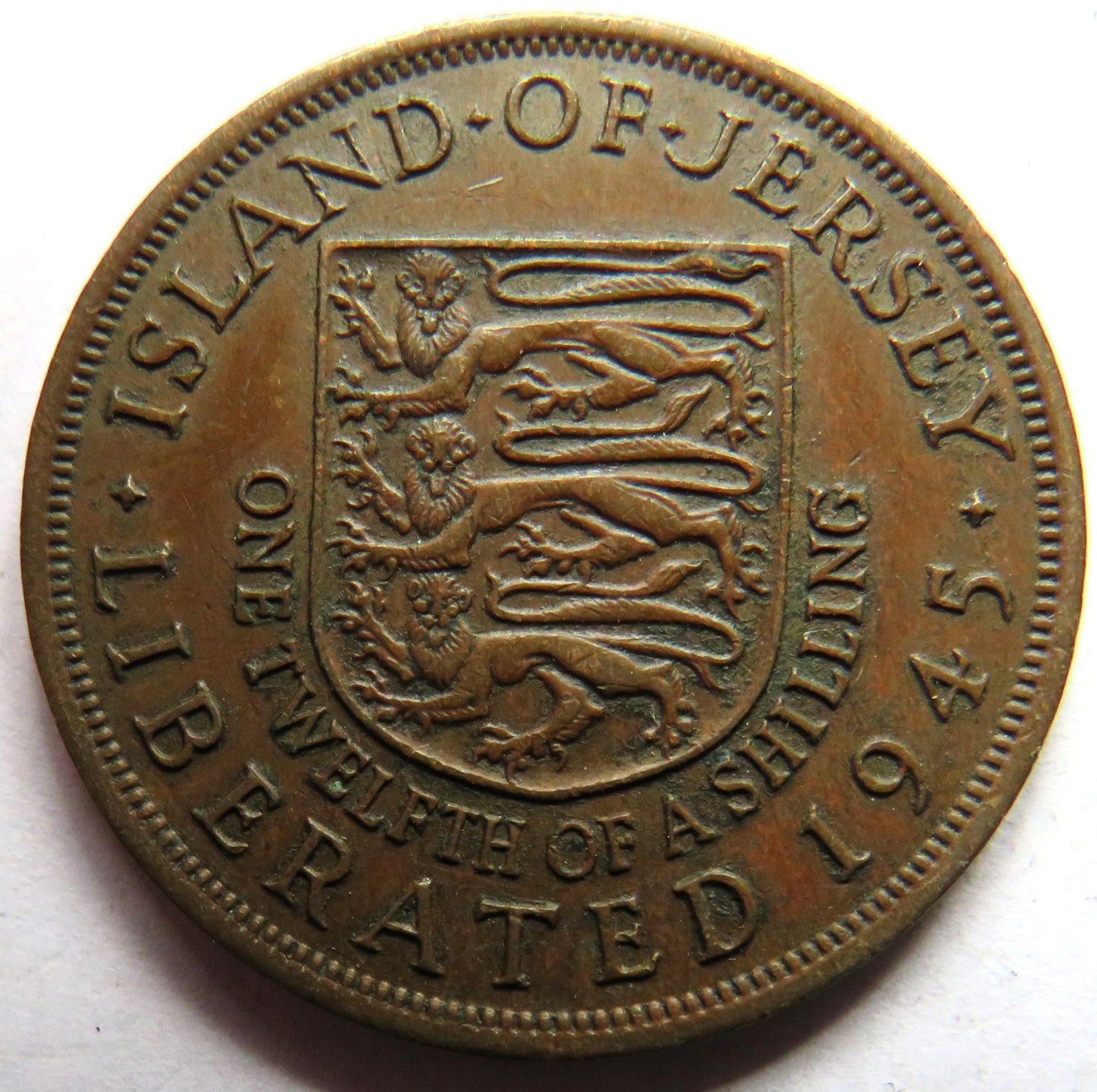 1945 King George VI Island of Jersey Liberated 1945 1/12th Shilling Coin