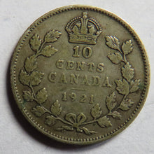 Load image into Gallery viewer, 1921 King George V Canada Silver 10 Cents Coin
