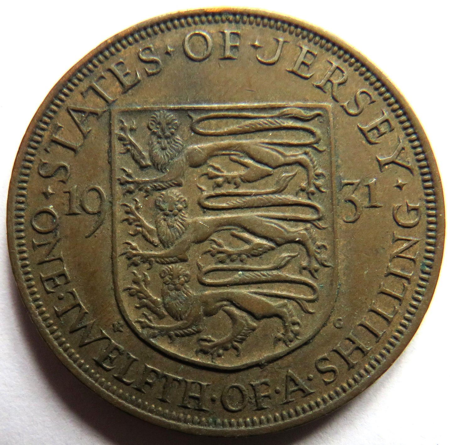 1931 King George V States of Jersey 1/12th Shilling Coin