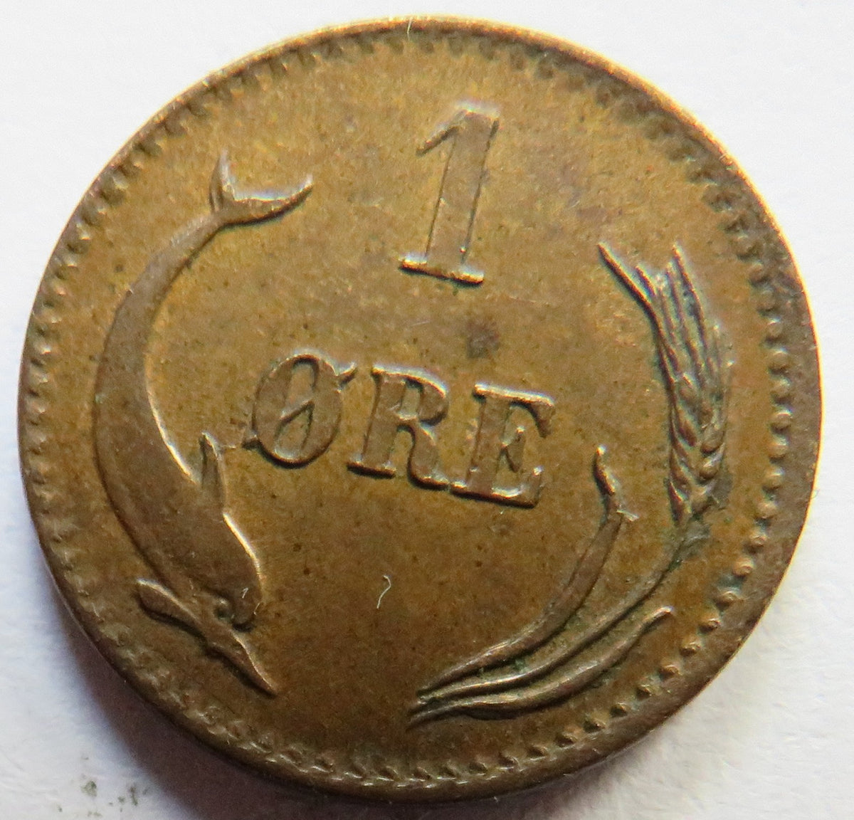 1875 Denmark One Ore Coin In Better Grade