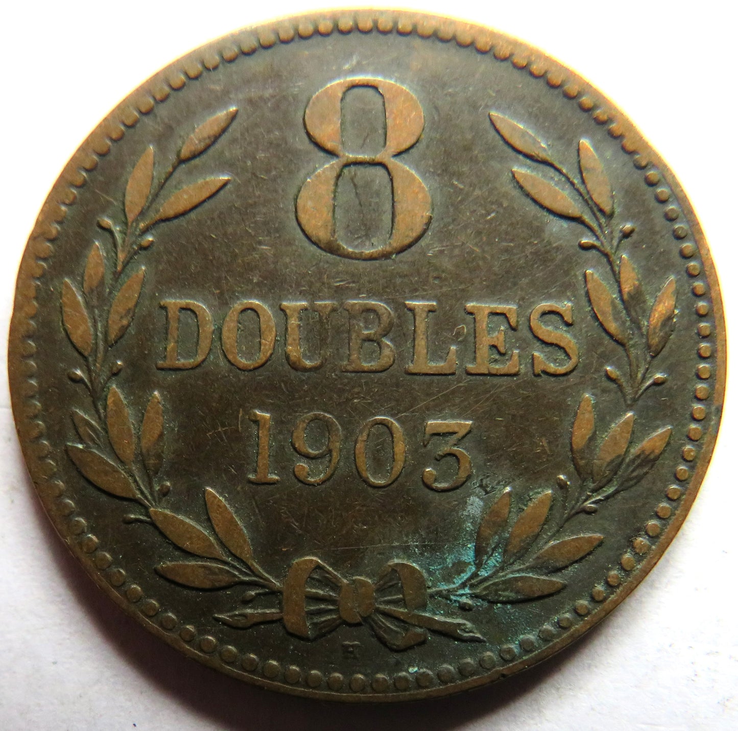 1903 Guernsey 8 Doubles Coin