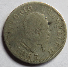 Load image into Gallery viewer, 1863-N Italy Silver 50 Centesimi Coin
