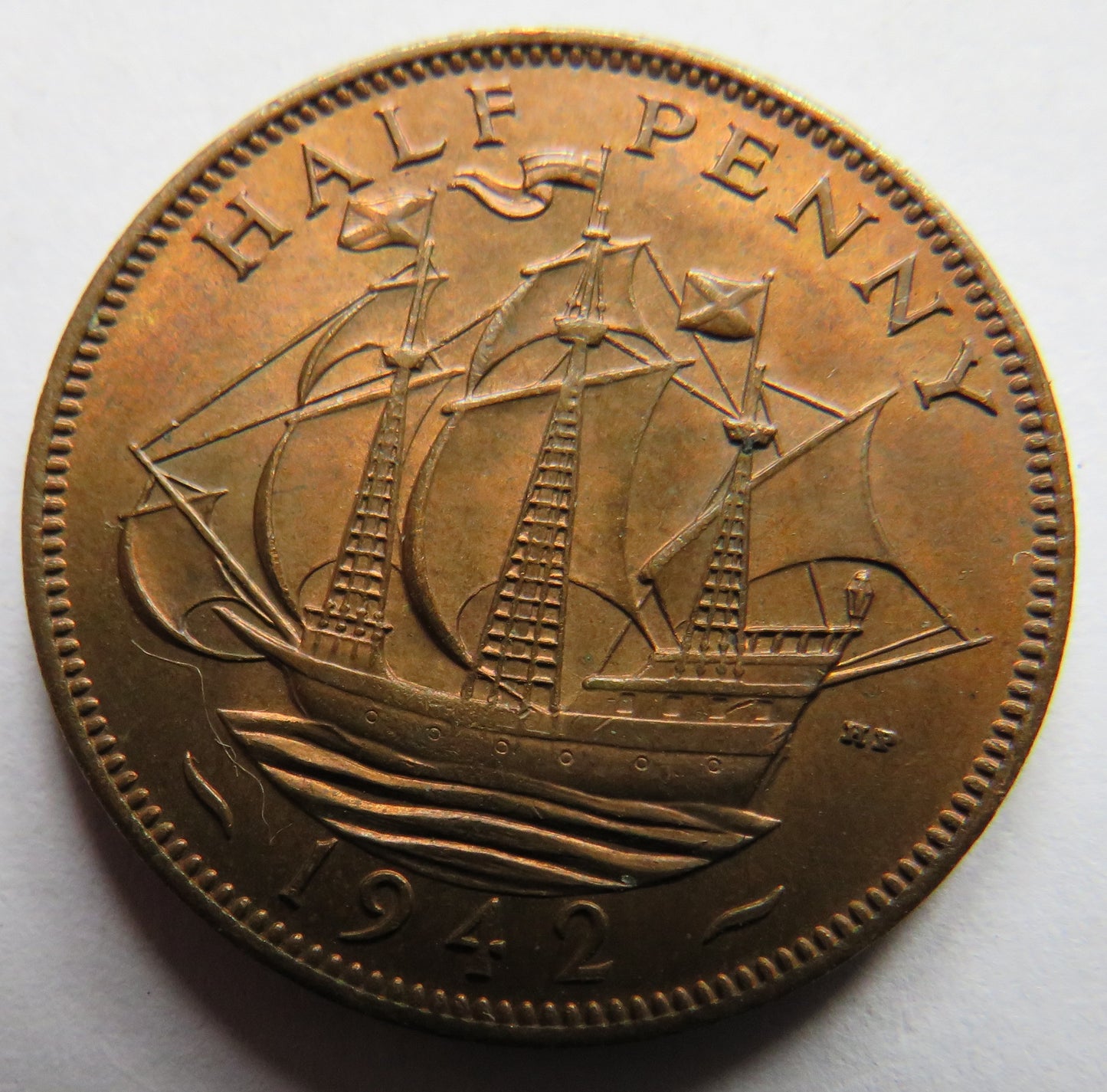 1942 King George VI Halfpenny Coin Higher Grade