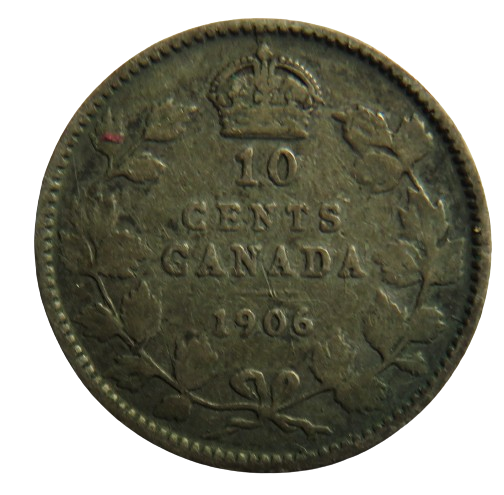 1906 King Edward VII Canada Silver 10 Cents Coin