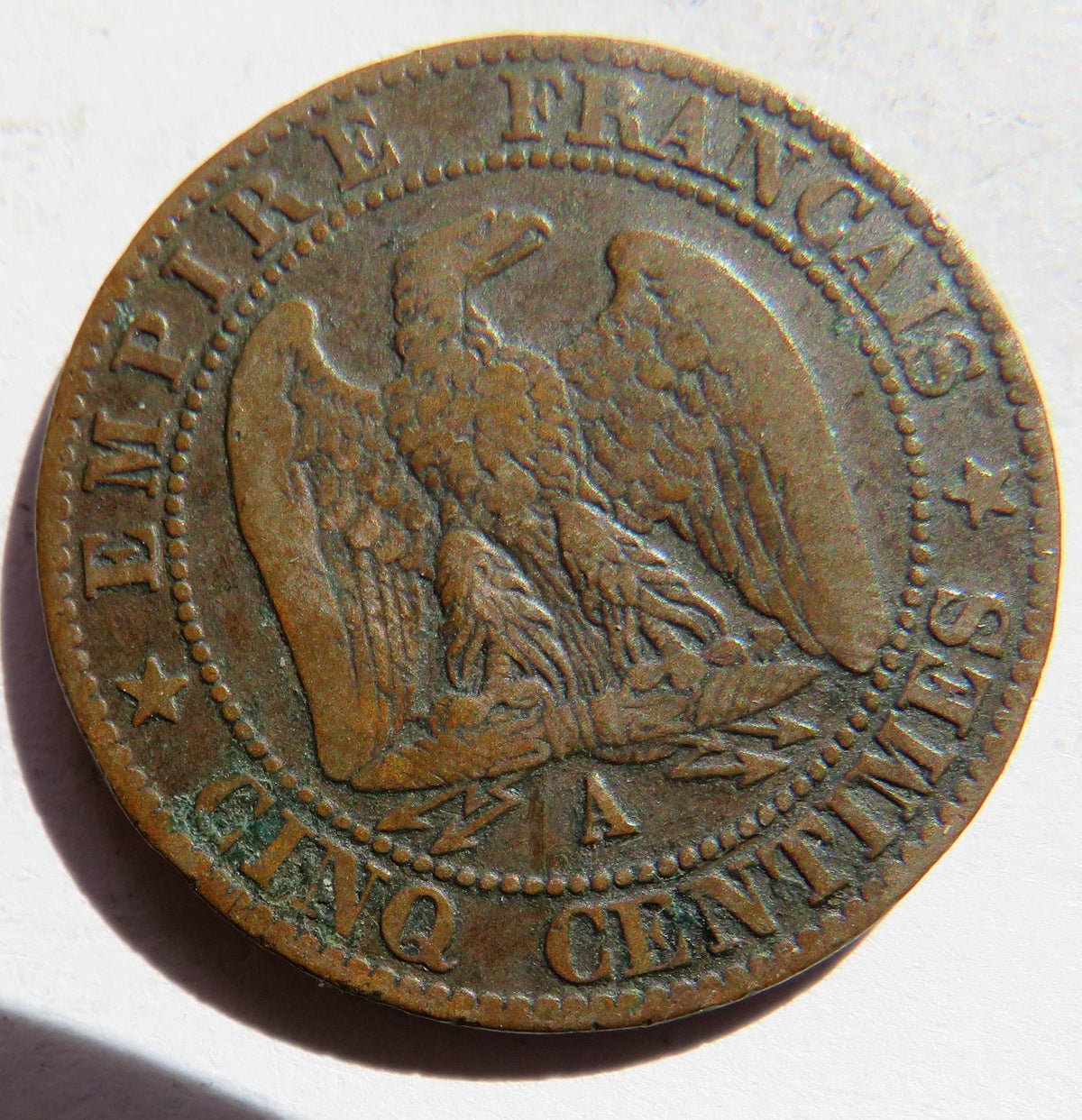1862-A France Napoleon III 5 Centimes Coin