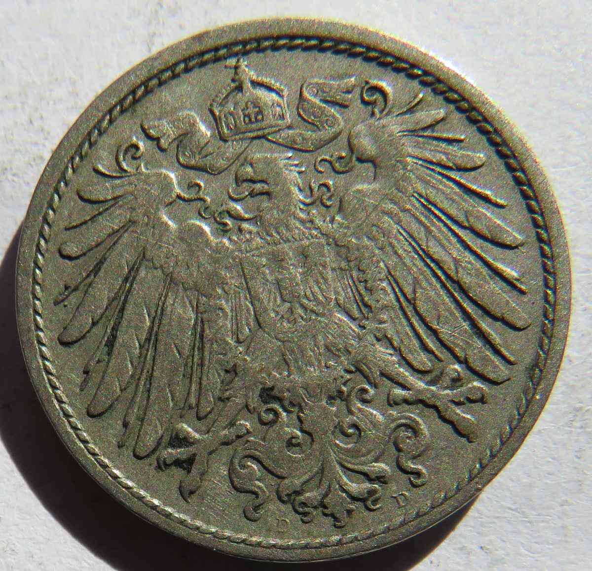 1891-D Germany 10 Pfennig Coin