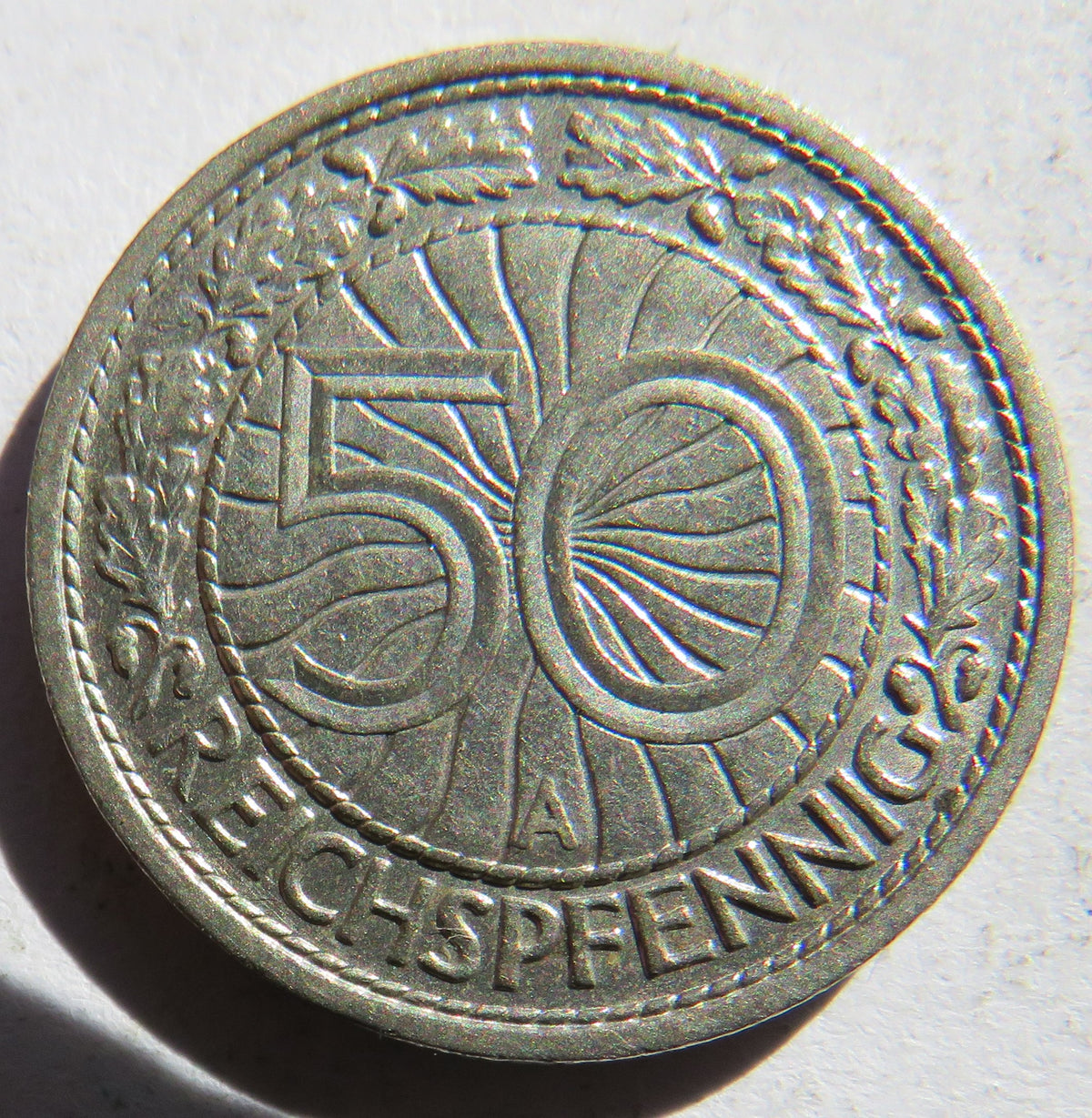 1928-A Germany - Weimar Republic 50 Reichspfennig Coin