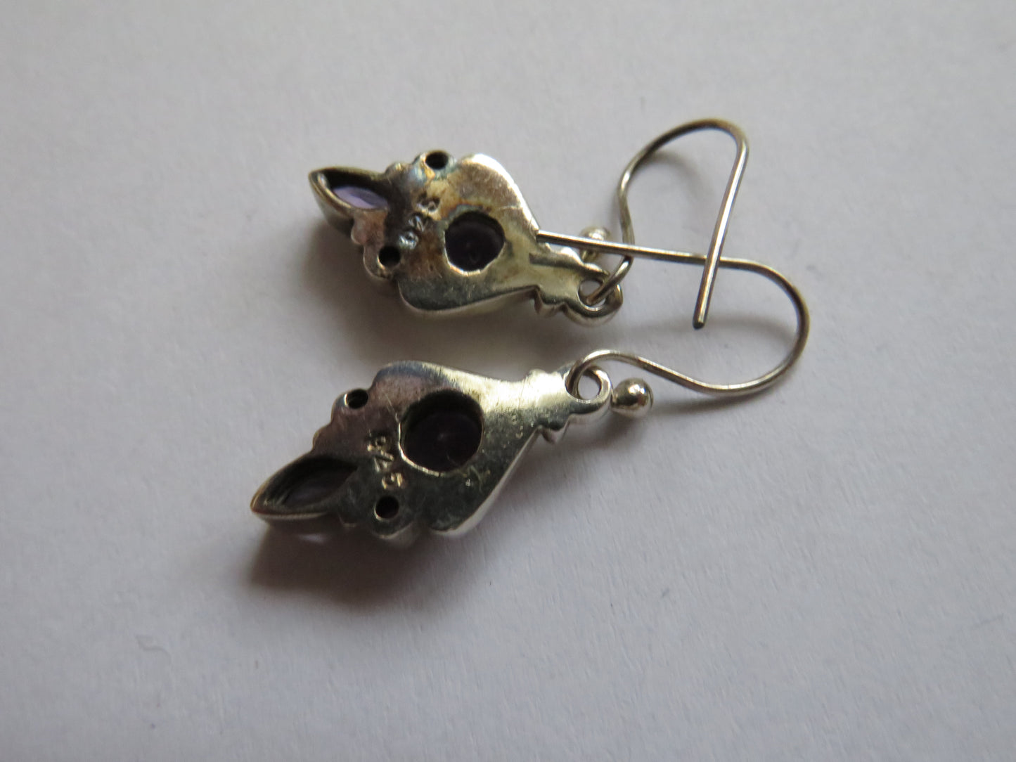 Pair of Sterling Silver & Purple Stone Ladies Earrings