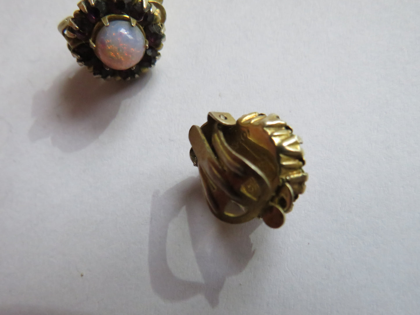 Vintage Pair of Ladies Silver Clip On Earrings Gold, Purple, Pink