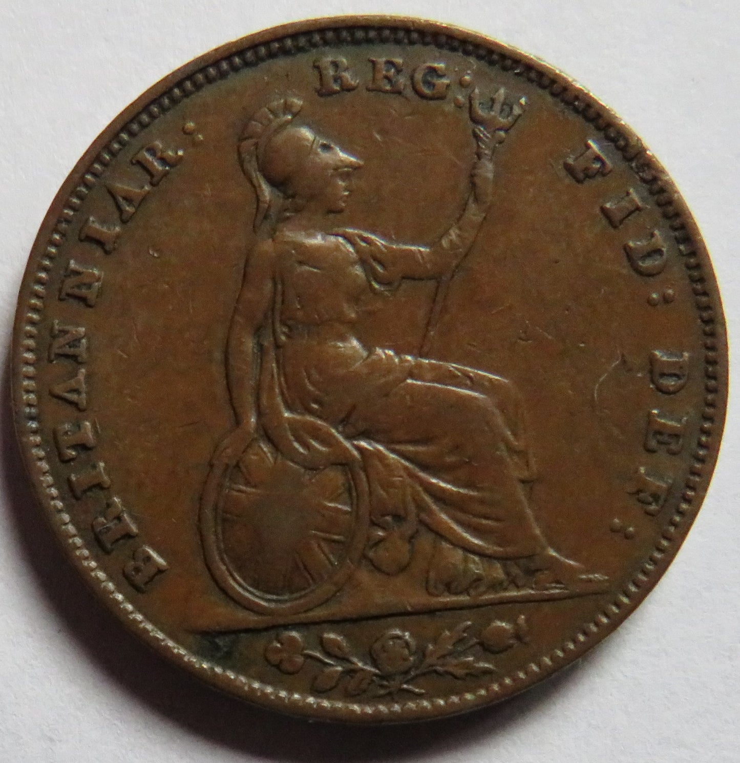 1848 Queen Victoria Young Head Farthing Coin - Great Britain