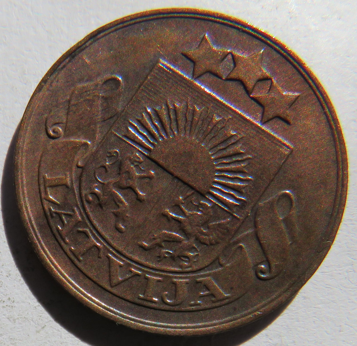 1932 Latvia 2 Santimi Coin