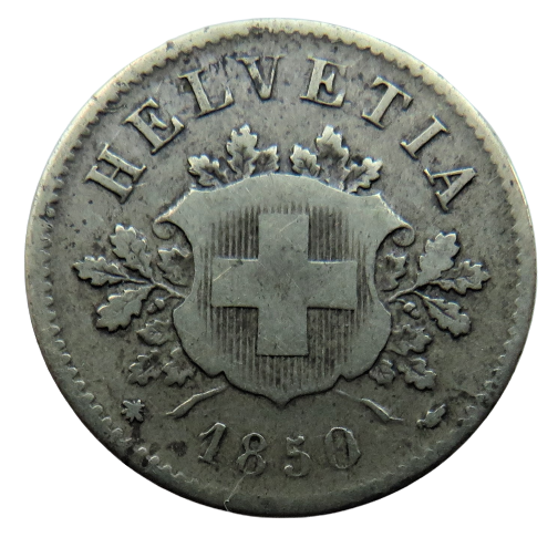 1850 Switzerland 10 Rappen Coin