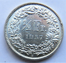 Load image into Gallery viewer, 1957 Switzerland Silver 1/2 Franc Coin In High Grade
