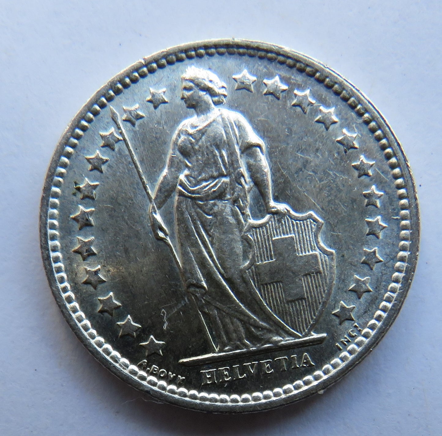 1957 Switzerland Silver 1/2 Franc Coin In High Grade