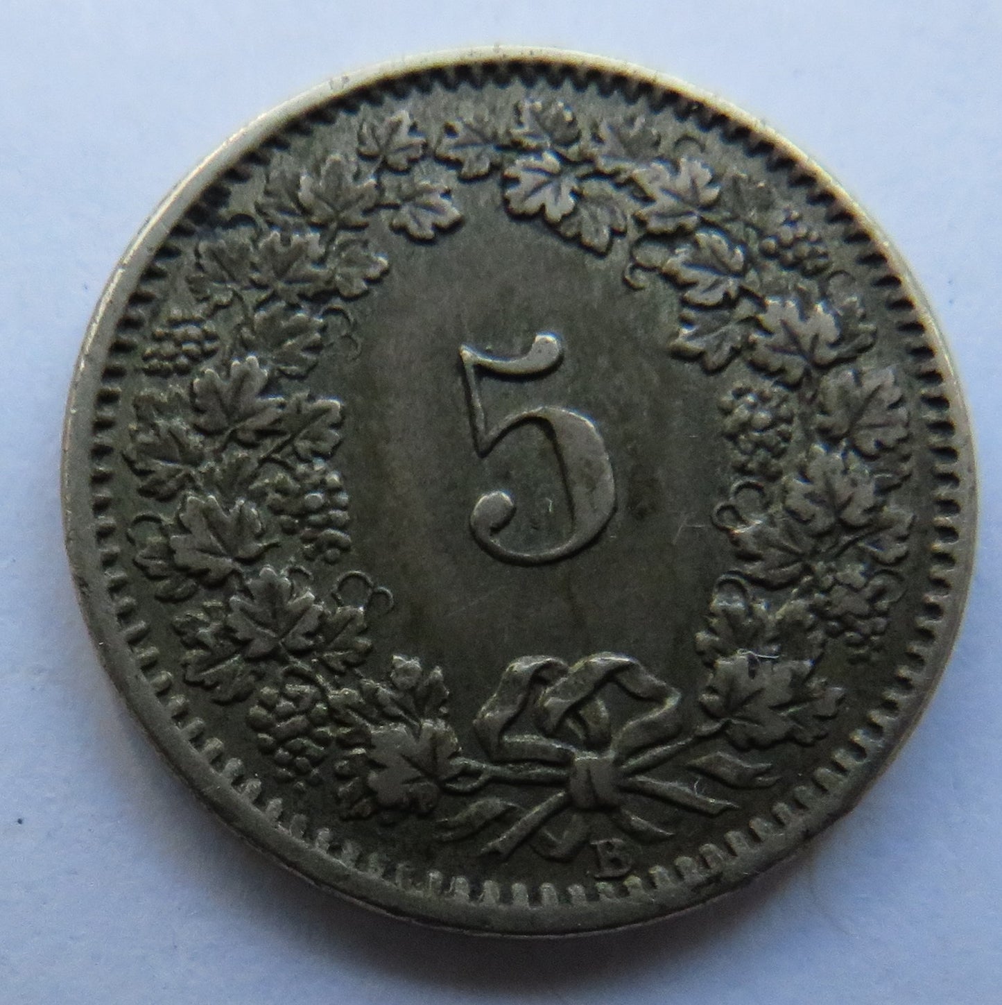 1877 Switzerland 5 Rappen Coin - Good Detail