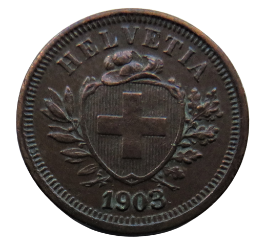 1903 Switzerland One Rappen Coin