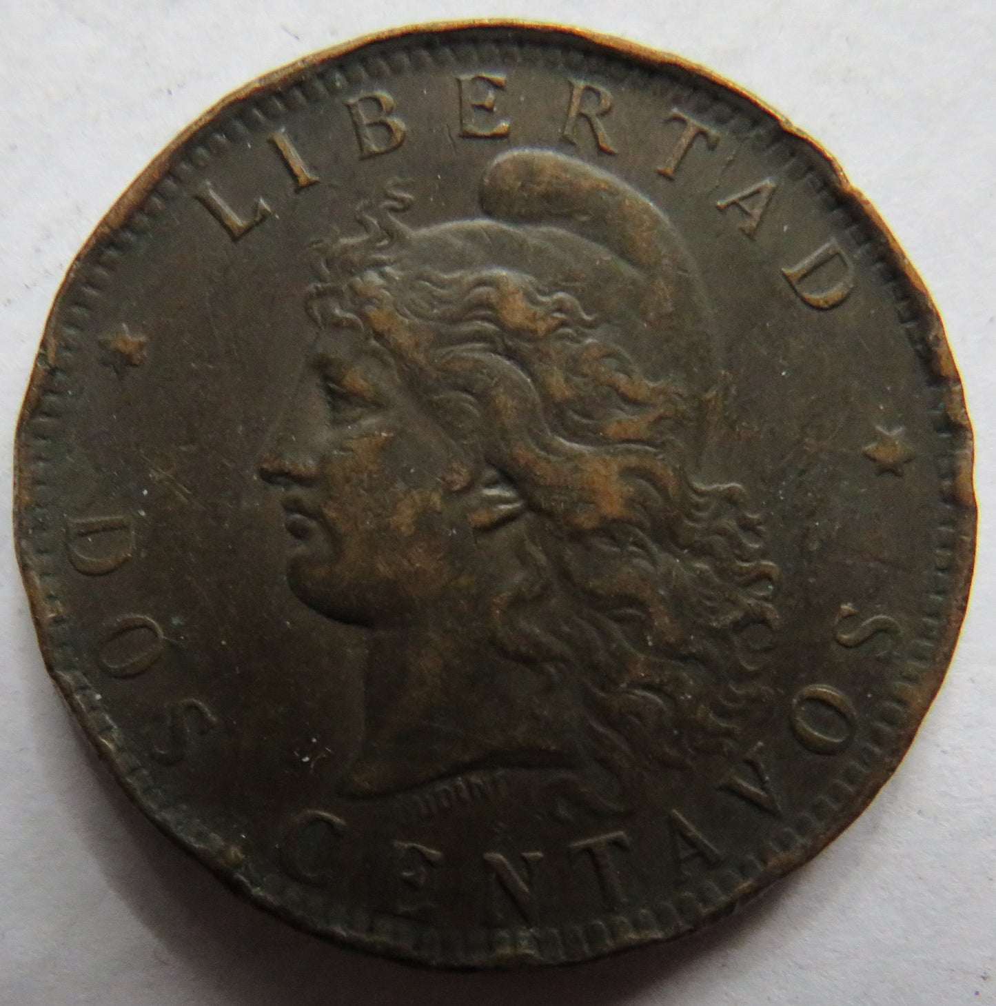 1893 Argentina 2 Centavos Coin