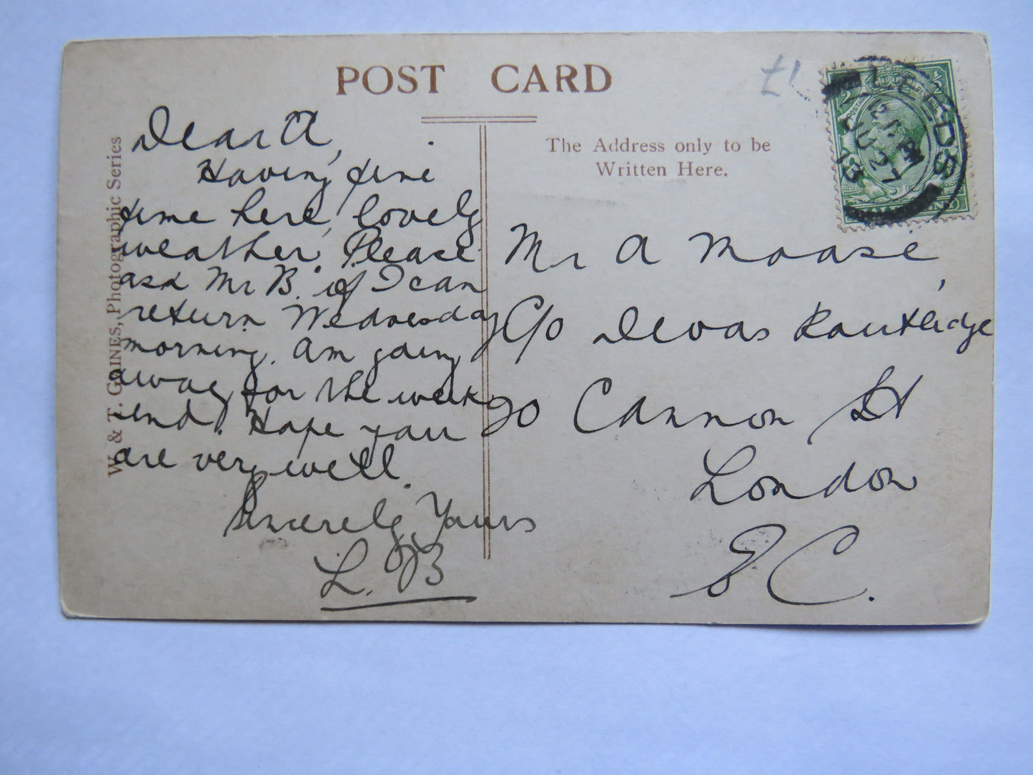 Vintage Postcard of The Entrance Hall, Harewood House, 1913