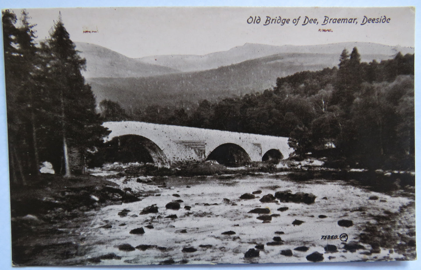 Vintage Postcard of Old Bridge of Dee, Braemar, Deeside