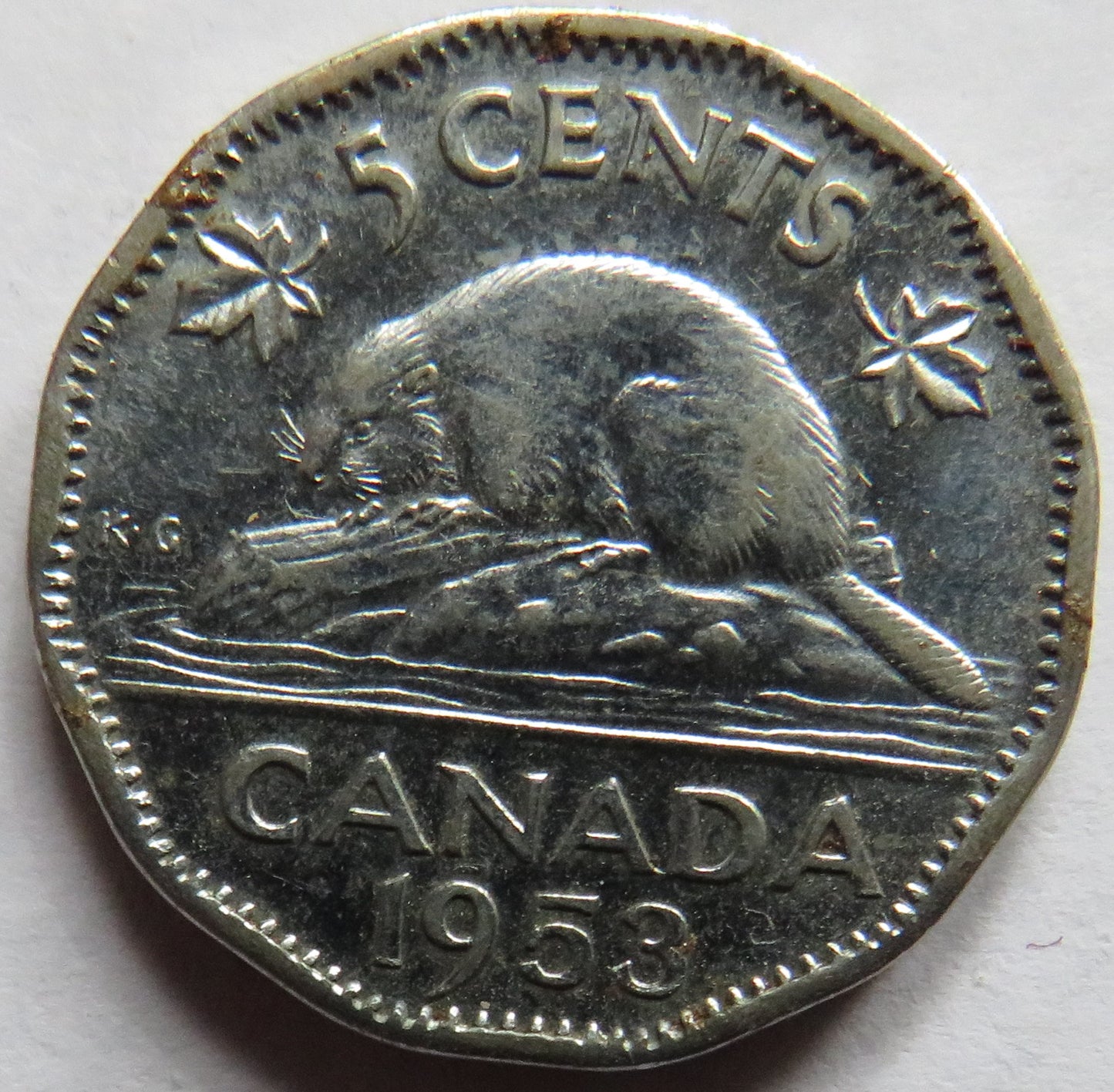 1953 Queen Elizabeth II Canada 5 Cents Coin
