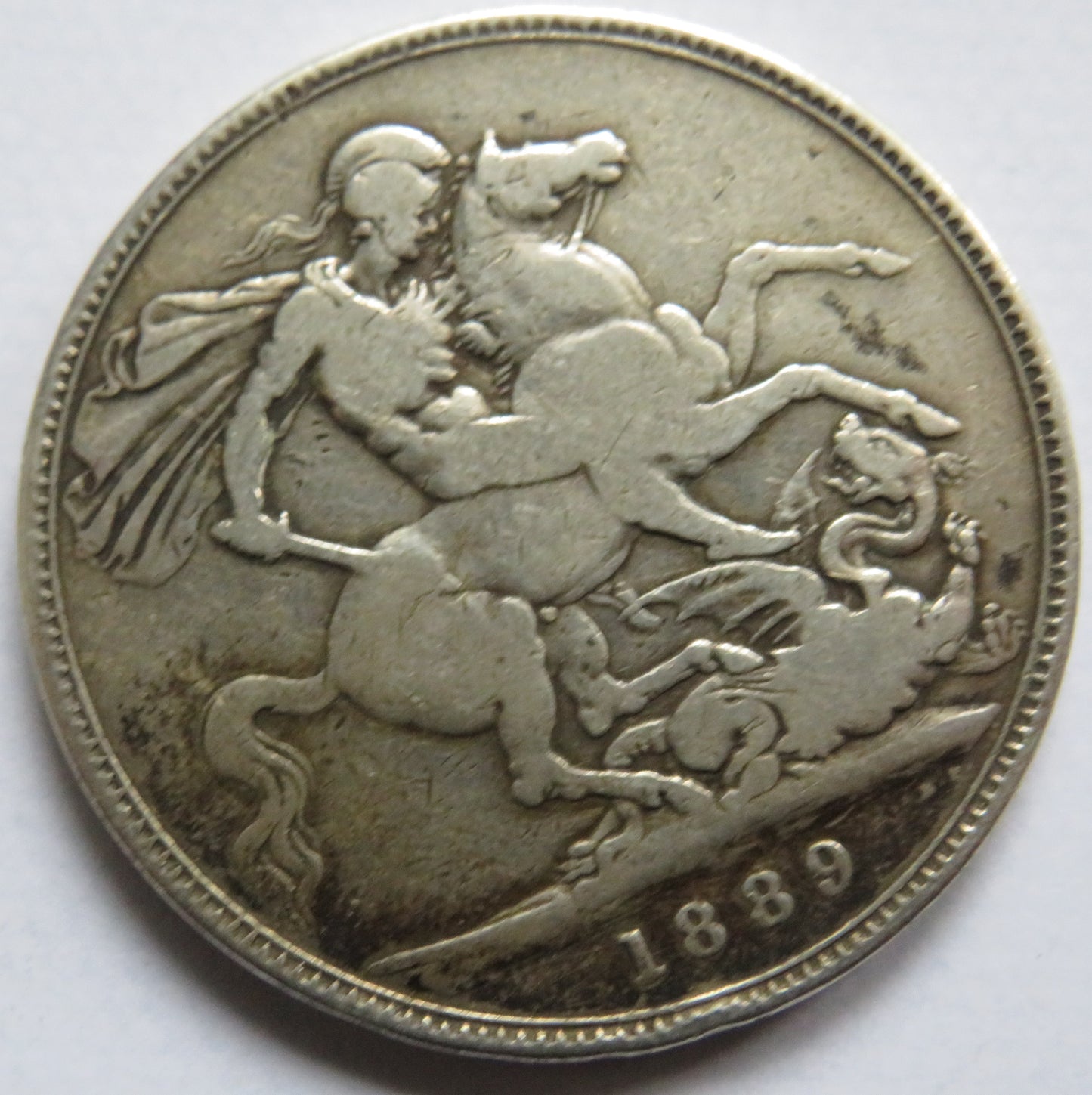 1889 Queen Victoria Jubilee Head Silver Crown Coin - Great Britain