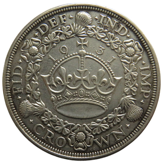 1931 King George V Silver Wreath Crown Coin - Great Britain