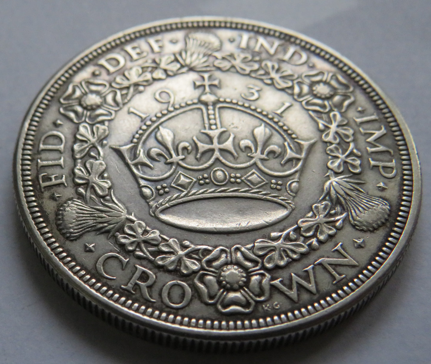 1931 King George V Silver Wreath Crown Coin - Great Britain