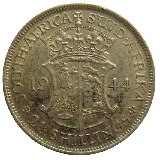 1944 King George VI South Africa Silver 2 & 1/2 Shillings Coin