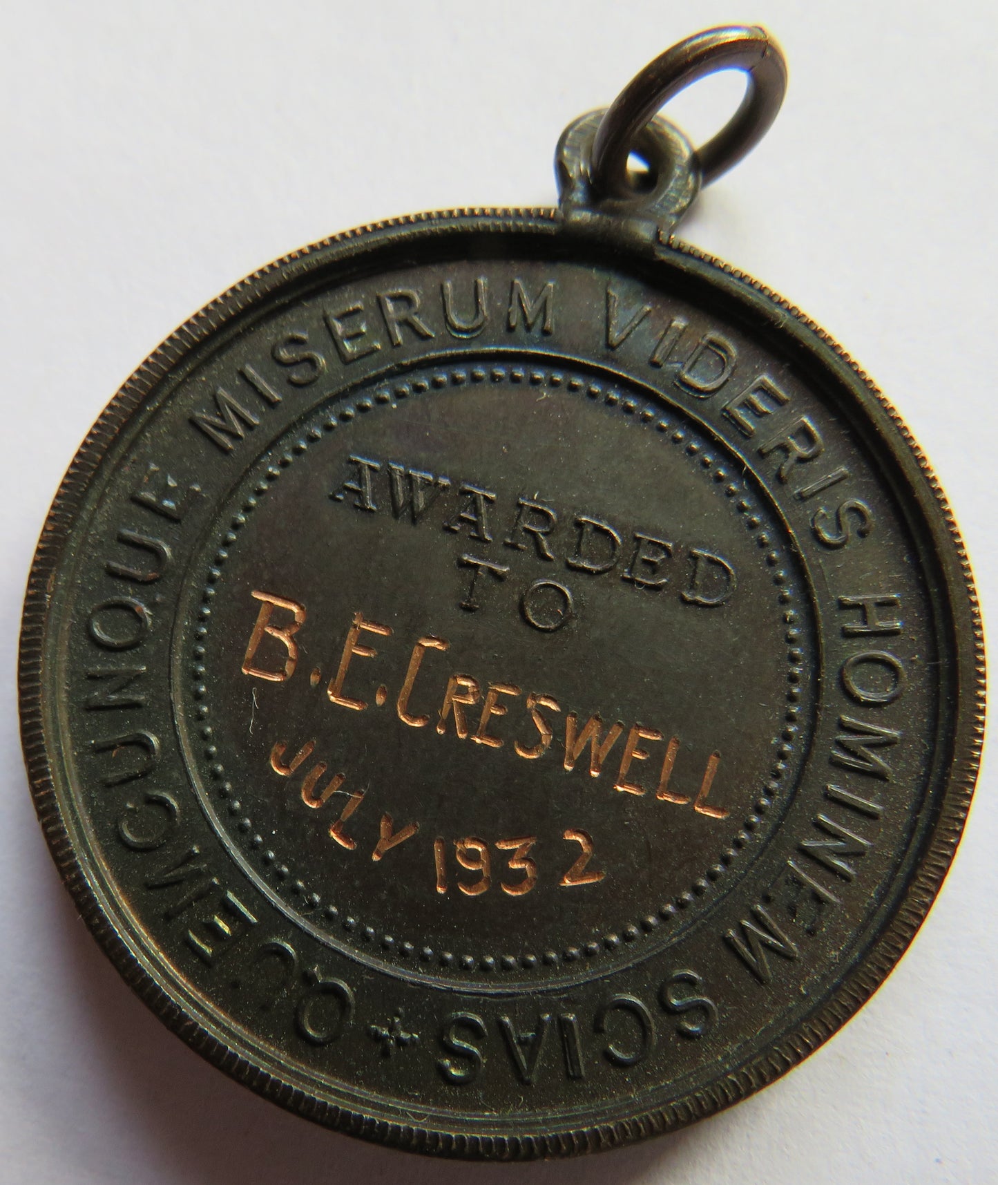 Royal Life Saving Society Medal Awarded 1932