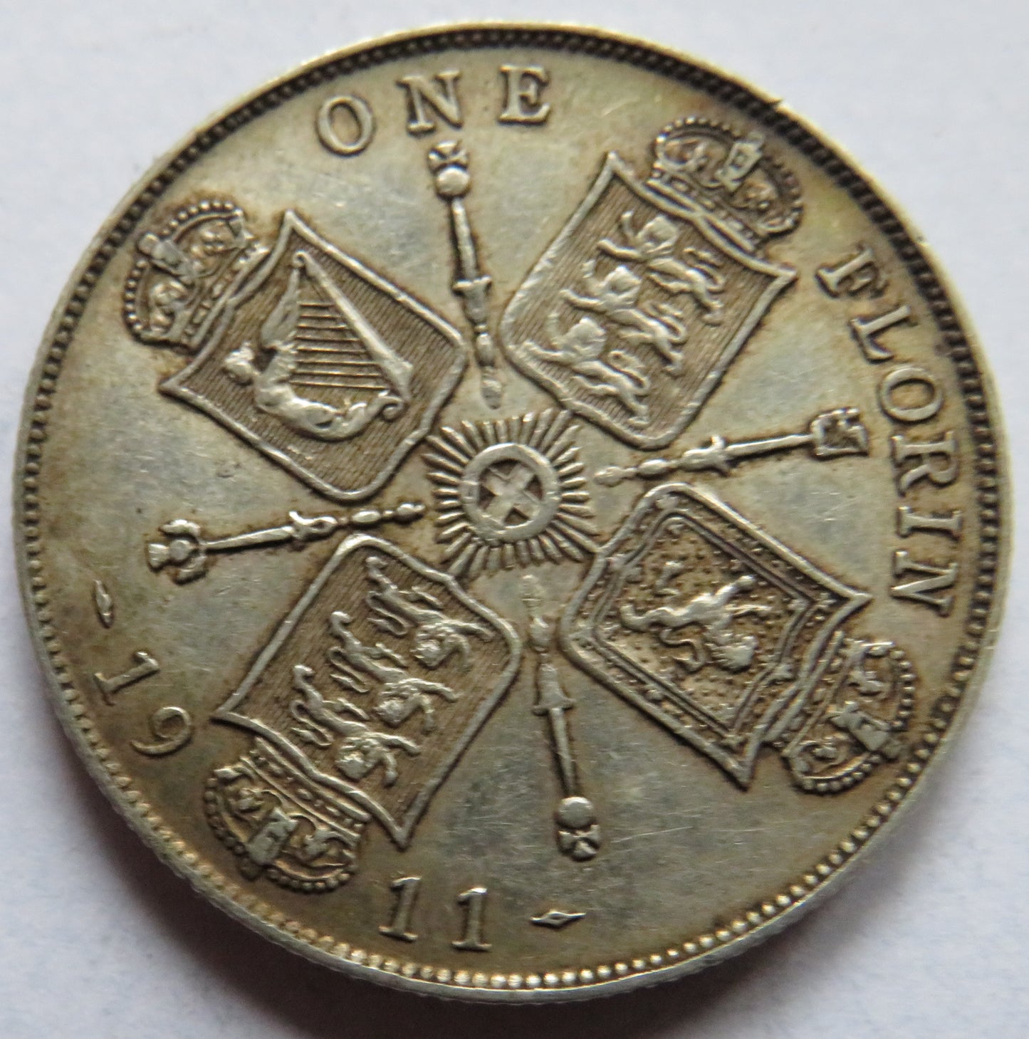 1911 King George V Silver One Florin Coin - Great Britain